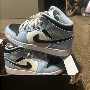 Nike Air Jordan 1 Mid Light Blue and Black